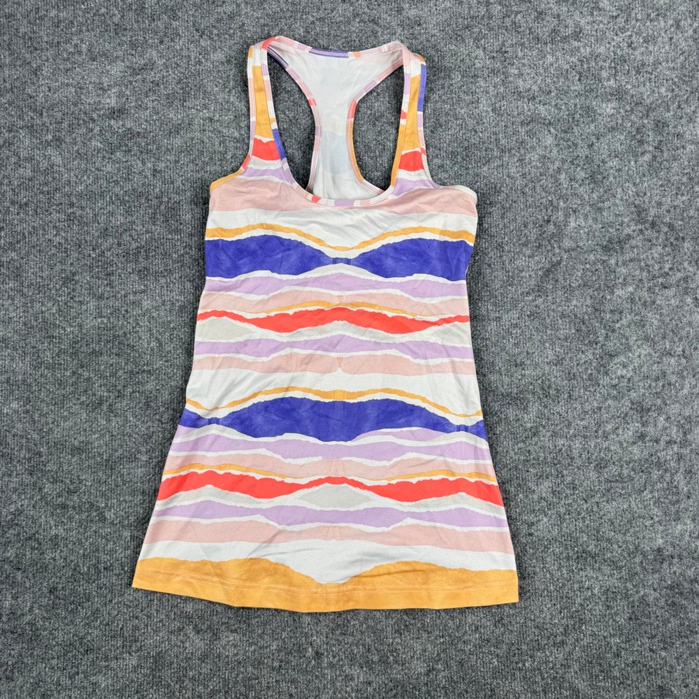 Lululemon Tank Top Womens Size 4 Multicolor Wavy Stripe Racerback Athletic Yoga